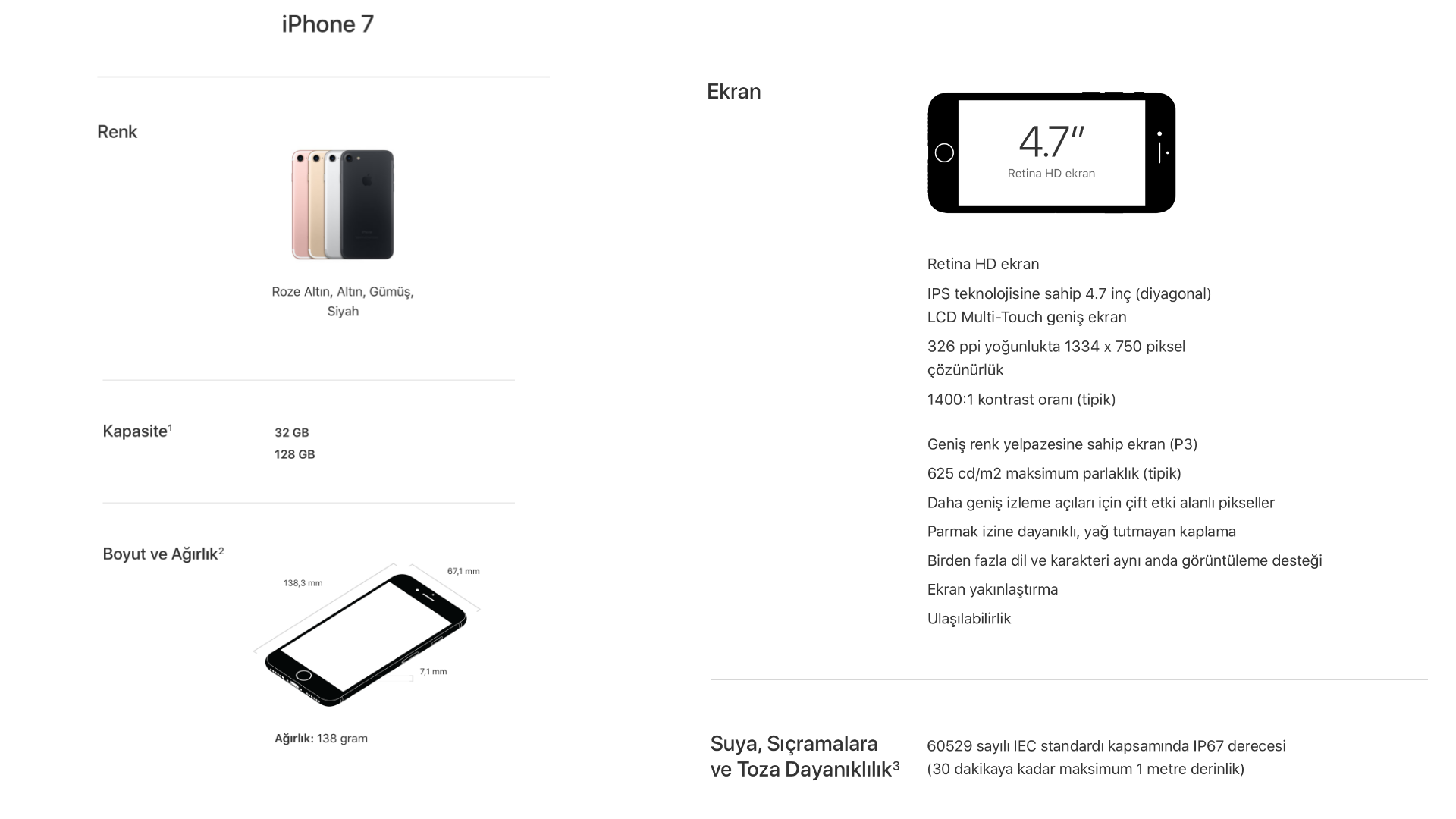 iphone 7 özellikleri